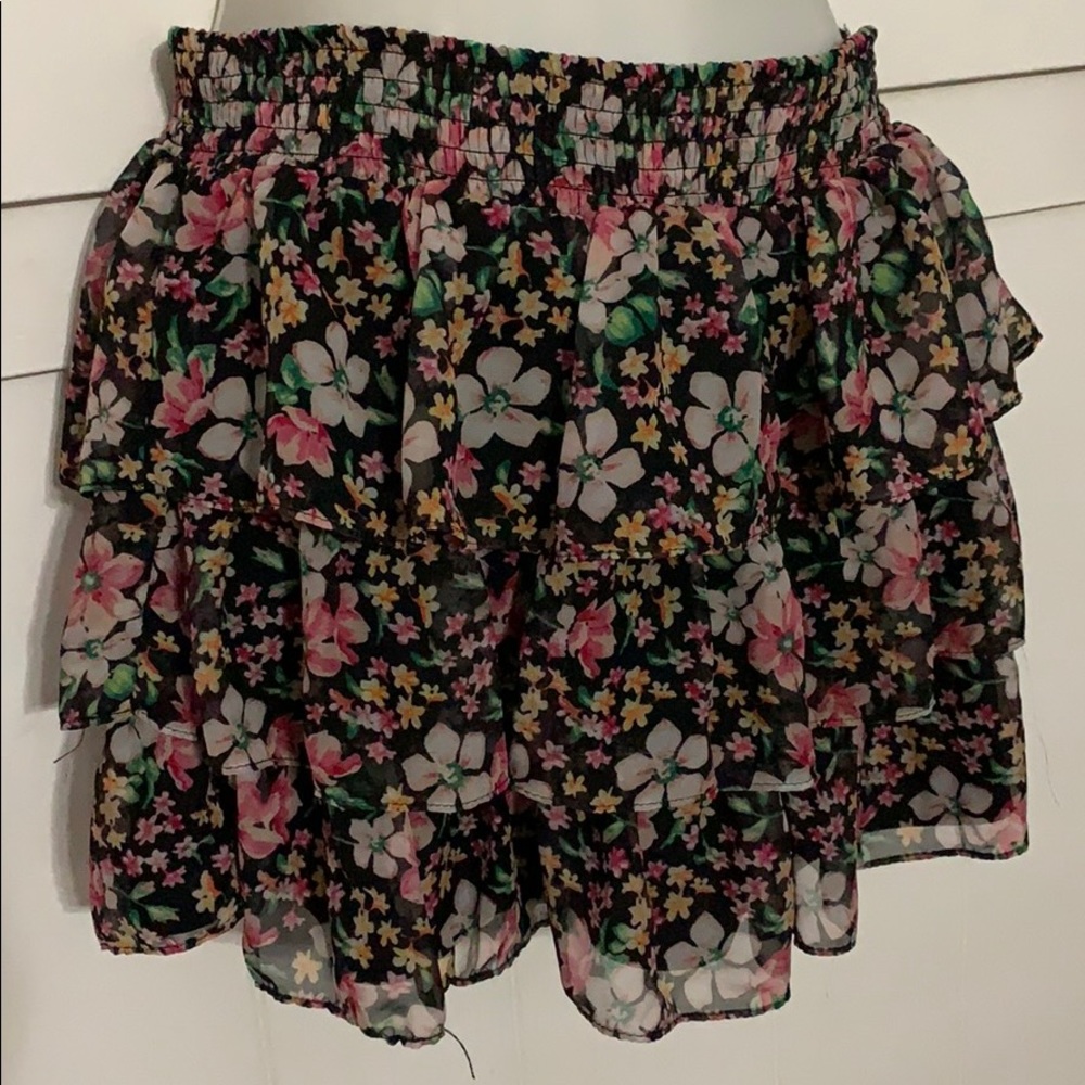 Justice Girls Tiered Floral Print Skirt
